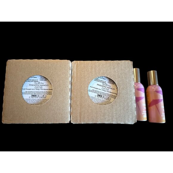 Bath and Body Works 3 Wick Candle Room Spray Pineapple Mango Brand New Lot 4 - Picture 1 of 3